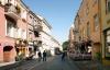 A morning view of Pilies Street in the heart of Old Town.  Pilies is known for its diverse restaurants, interesting shops, and, on occasion, throngs of people. It is a convenient link between Old Town, the National Cathedral and the City Centre. 